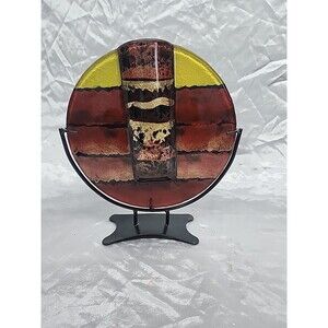 GG Go Glass Art Glass Vase in Wrought Iron Stand NWOT